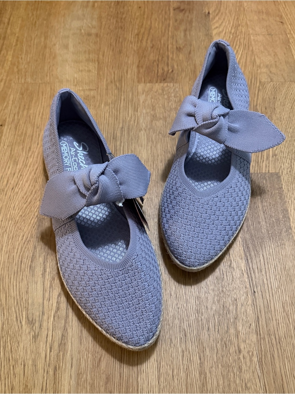 Skechers 8 Lavender Purple Cleo Knit Bow Mary Jane Flats NEW